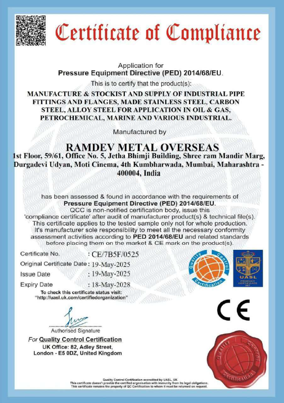 PED CERTIFICATE